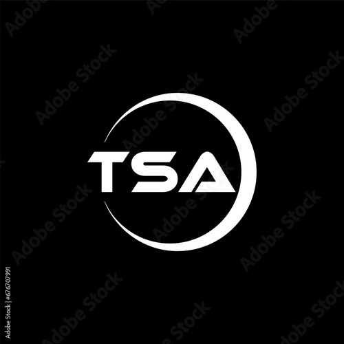 TSA letter logo design with black background in illustrator, cube logo, vector logo, modern alphabet font overlap style. calligraphy designs for logo, Poster, Invitation, etc.