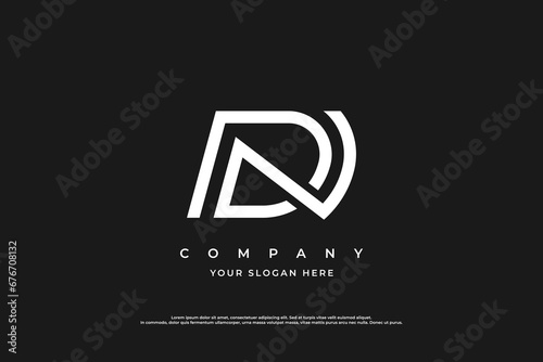 Initial Letter DN or ND Monogram Logo Design Vector