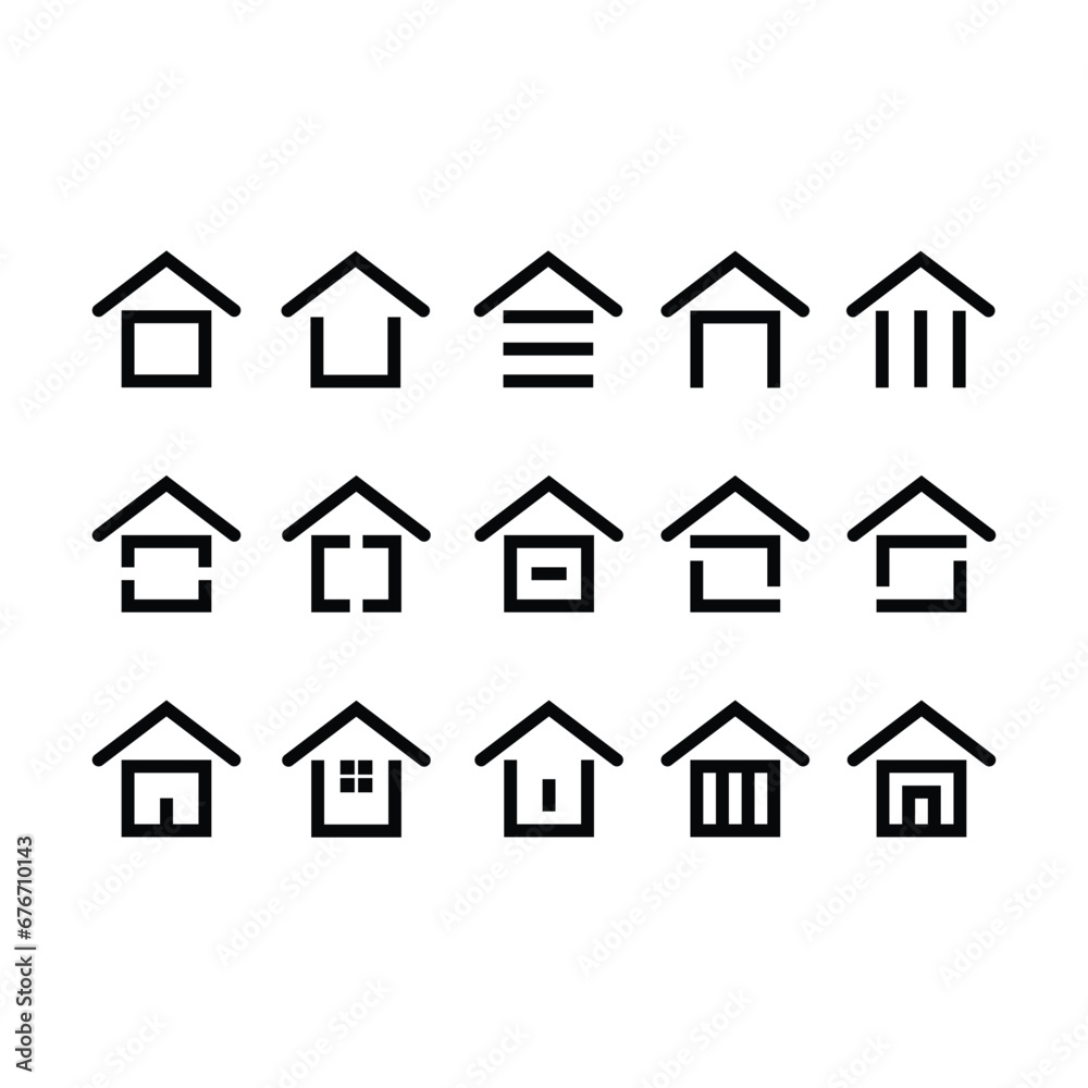 Simple house icon with line style. Great for home icon in UI design