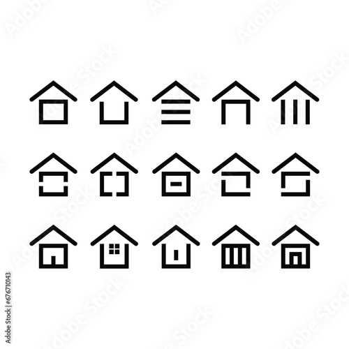 Simple house icon with line style. Great for home icon in UI design