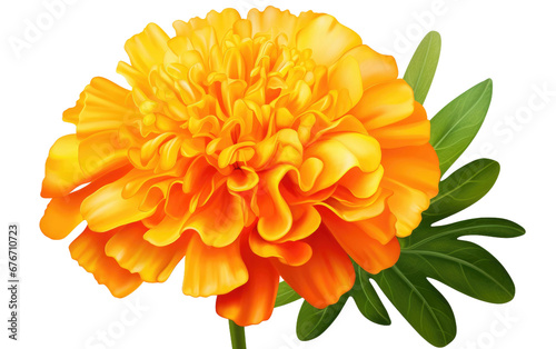Realistic Moonlit Marigold on a White Canvas on a Clear Surface or PNG Transparent Background.