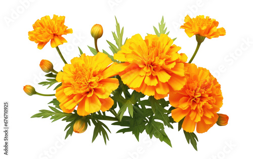 Digital Realism in Moonlit Marigold Imagery on a Clear Surface or PNG Transparent Background.