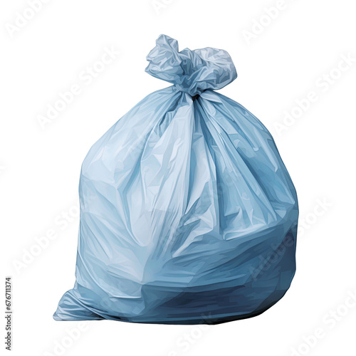Blue garbage bag full of waste isolated on transparent background PNG