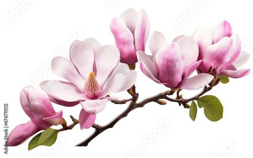 Virtual Precision of Mystic Magnolia in Bloom on a Clear Surface or PNG Transparent Background.