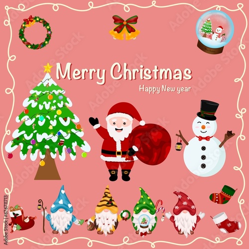 set of christmas elements