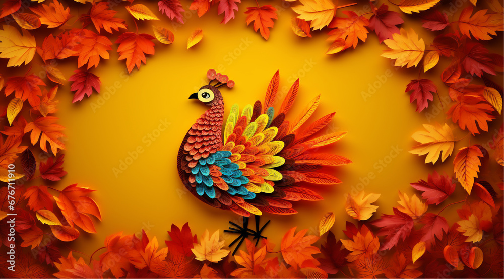 thanksgiving background design, thanksgiving turkey with pumpkins and decorations