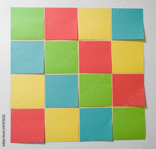 Collection of colorful empty sticky notes. Blank sticky notes. Mockup sticky note paper. Blue, red, green and yellow stickers.