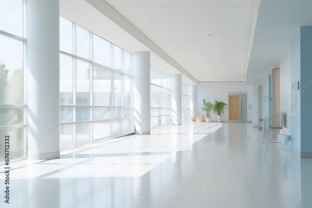 Fototapeta premium Blur corridor image background, hospital or clinic image