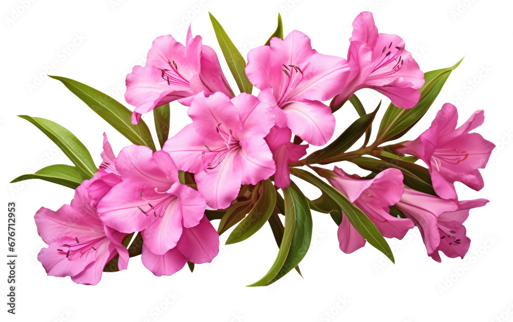 High-Resolution Opulent Oleander in Virtual Space on a Clear Surface or PNG Transparent Background.