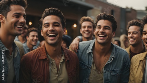 Twin Brothers Laughing with their Friends