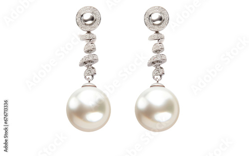 Elegance in Pearls Realistic Perfection Earrings on a Clear Surface or PNG Transparent Background.