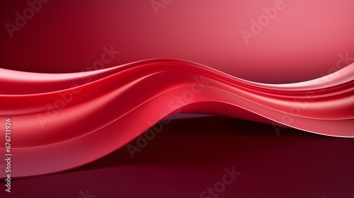 Abstract 3D Background of Curves and Swooshes in ruby Colors. Elegant Presentation Template
