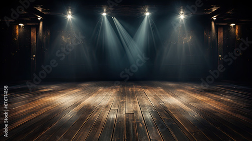 Dark Wooden Floor with Spotlight