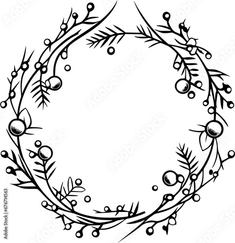Christmas Garland Vintage Outline Icon In Hand-drawn Style