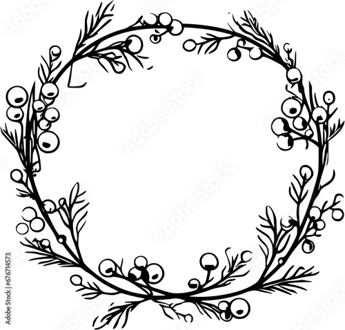 Christmas Garland Vintage Outline Icon In Hand-drawn Style