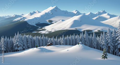 mountain with snow landscape ,winter concept