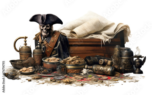 A Swashbuckling Adventure for Riches and Treasure on a Clear Surface or PNG Transparent Background.