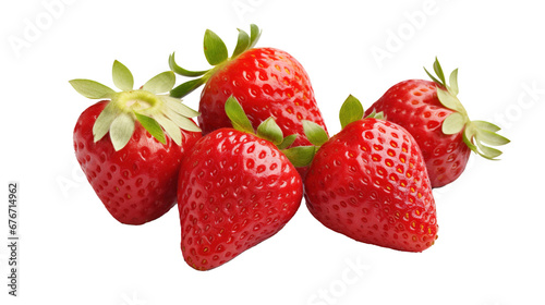 Fresh red strawberry on transparent background, PNG image with background removed, created with Generative Ai technology.