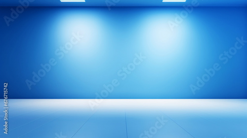 Empty blue room with gradient blue background