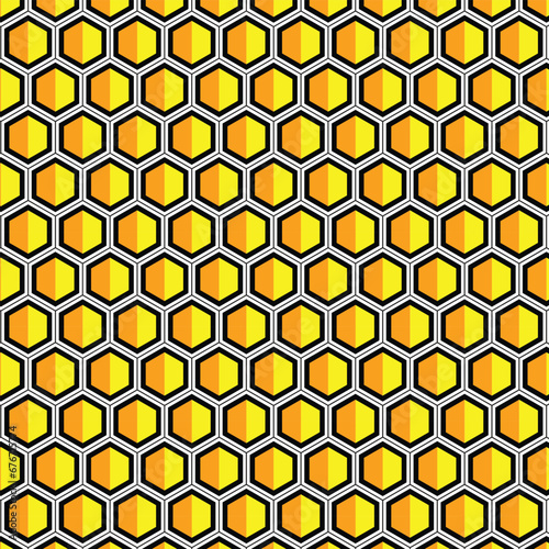 abstract geometric seamless yellow hexagon pattern.