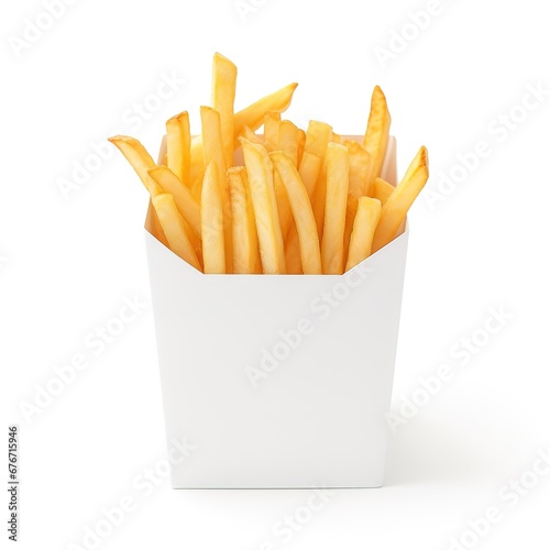 white box with french fries on a white background 