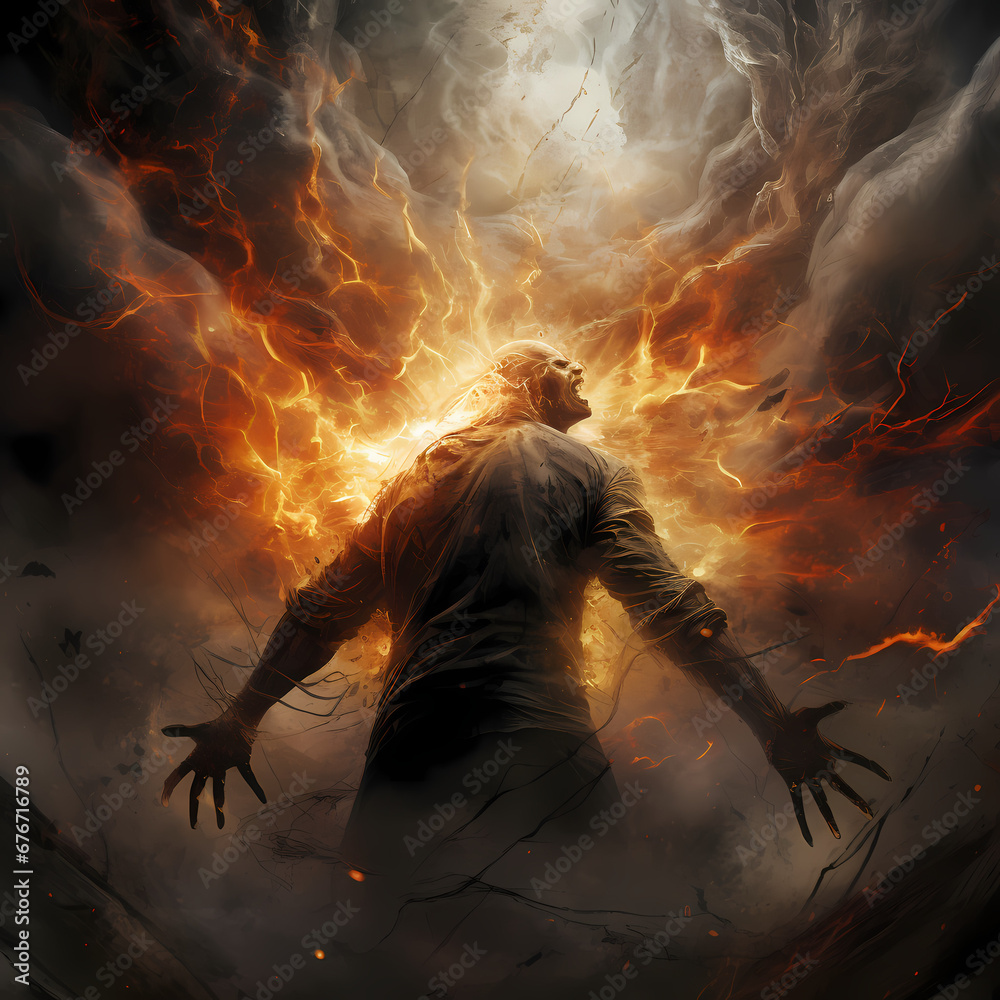 angry demon with fire depicting anger/wrath Stock Illustration | Adobe ...