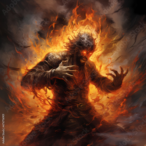 angry demon with fire depicting anger/wrath