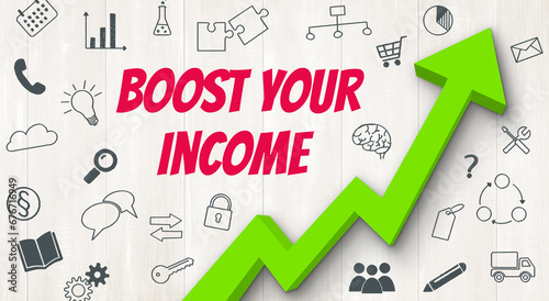 Ascending arrow with icons - Boost your income