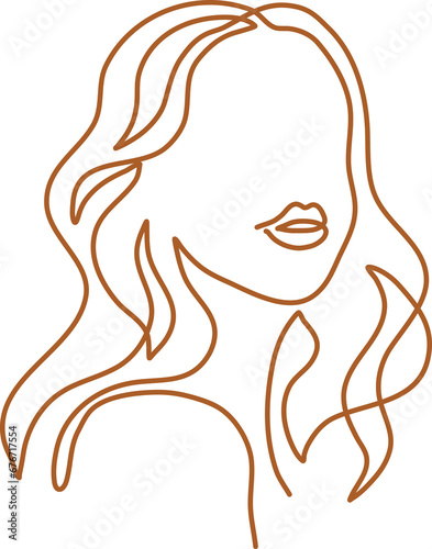 Orange Women Face Pose Hand Drawn Line Art 