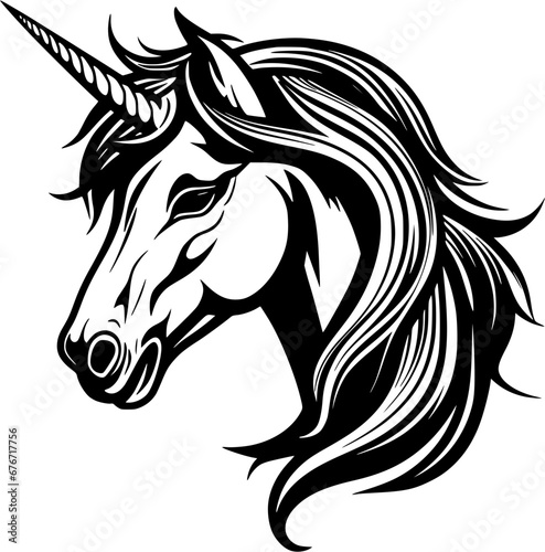 Unicorn Fantasy Creature Vintage Outline Icon In Hand-drawn Style