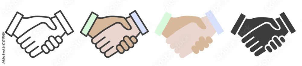 Handshake icon. Symbol of partnership and agreement. Set of handshakes. Handshake icon. Symbol of partnership and agreement. Set of handshakes.