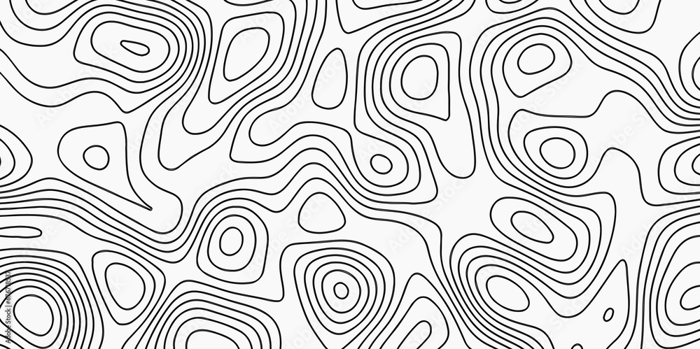 Black-white background from a line similar to a Topographic Map in Contour Line Light topographic topo contour map and Ocean topographic line map with curvy wave isolines vector 