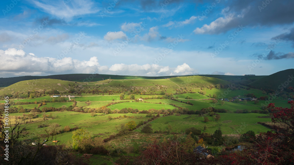 Beautiful English countryside Autumn landscape in Peak District National Park