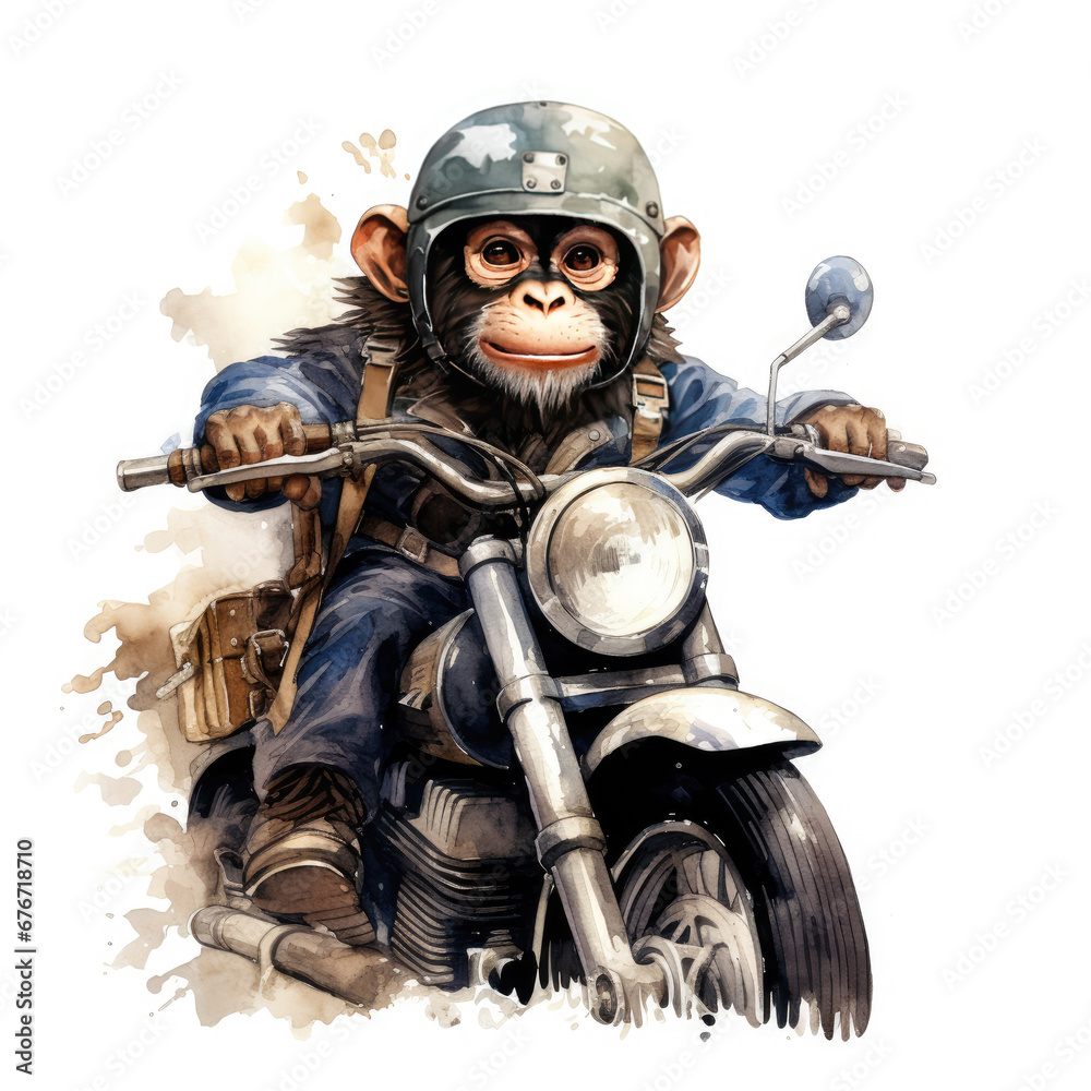 Monkey on a motorcycle Illustration, Generative Ai Monkey on a motorcycle Illustration, Generative Ai