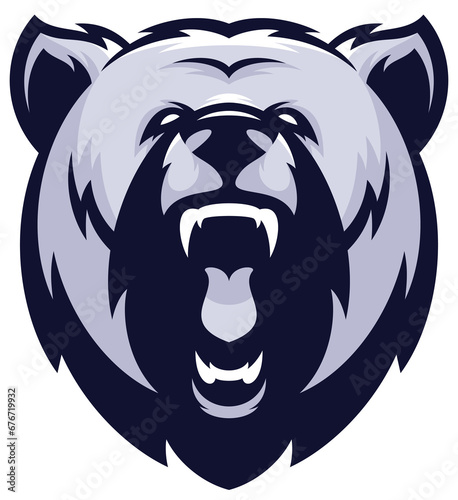 Colorful Angry Bear Animal Beast Head Sport Logo