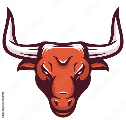 Colorful Bull Animal Beast Head Sport Logo