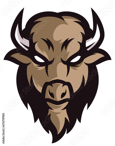 Colorful Bison Animal Beast Head Sport Logo