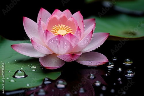 Beautiful pink waterlily or lotus flower in pond. Beautiful floral background