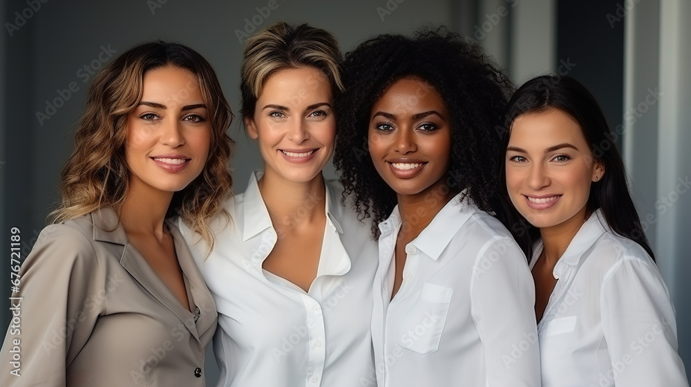 Group portrait of Beautiful Ladies with different skin and hair colors. Real beauty is represented by women of all races. Group portrait of Beautiful Ladies with different skin and hair colors. Real beauty is represented by women of all races.