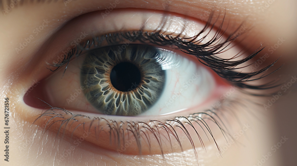Fototapeta premium Close up picture of human eye, macro shot, colourful pupils