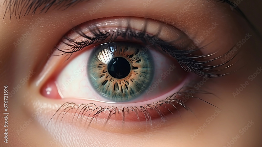 Fototapeta premium Close up picture of human eye, macro shot, colourful pupils