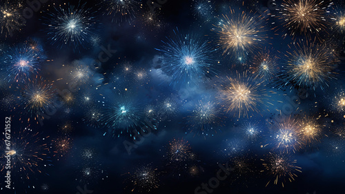 New Year: Fireworks in the Night Sky Background