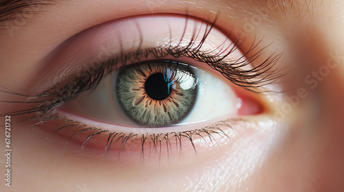 Close up picture of human eye, macro shot, colourful pupils