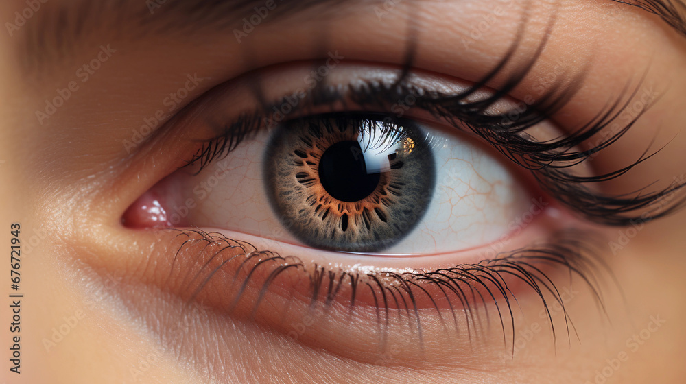 Fototapeta premium Close up picture of human eye, macro shot, colourful pupils