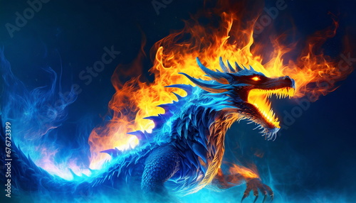 ドラゴンと炎のエフェクト photo