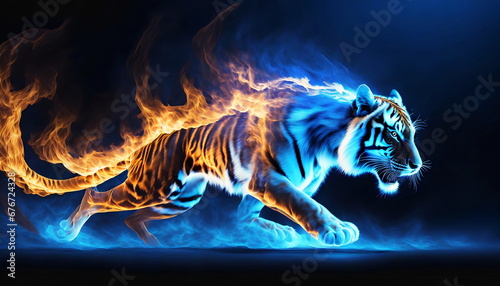 虎と炎のエフェクトイメージ © Sagohachi