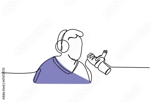  line art poster or postcard design to celebrate radio day that is observed every year on 13th of february. Most trusted multimedia concept art. Radio journalism. Trusted audience. Speaker.