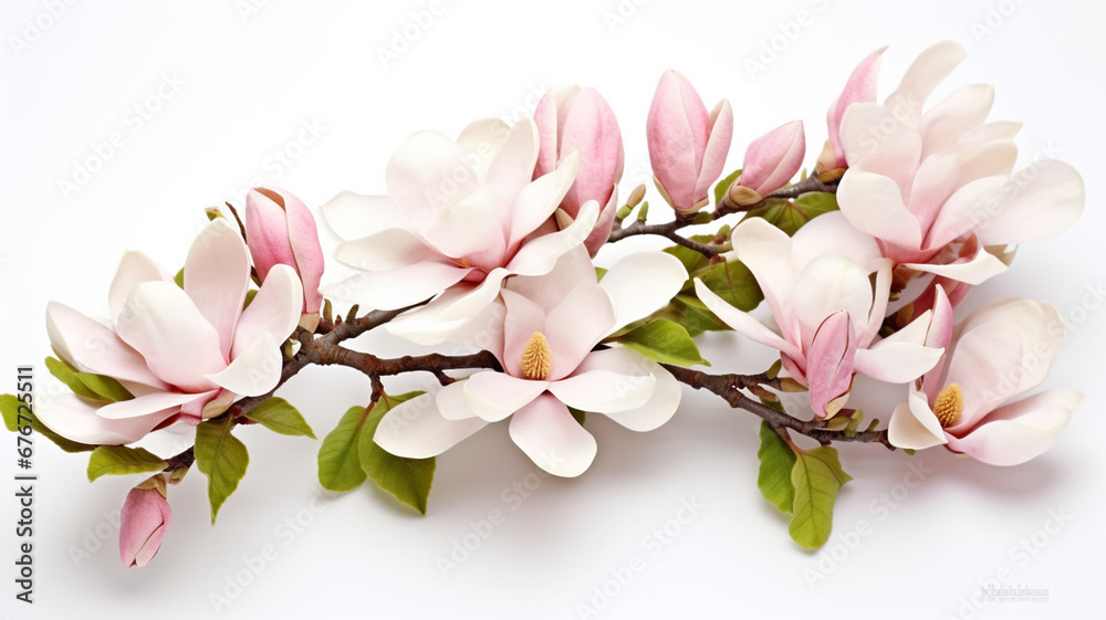 Obraz premium Perfect Beautiful Blooming Magnolia Flower Bouquet Isolated