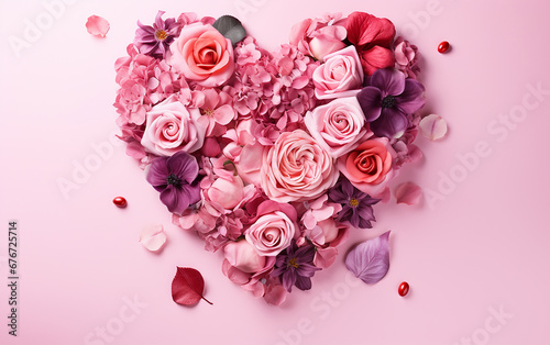 Valentine's day heart rose flower background.