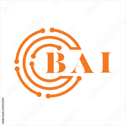 BAI letter design. BAI letter technology logo design on white background. BAI Monogram logo design for entrepreneur and business.